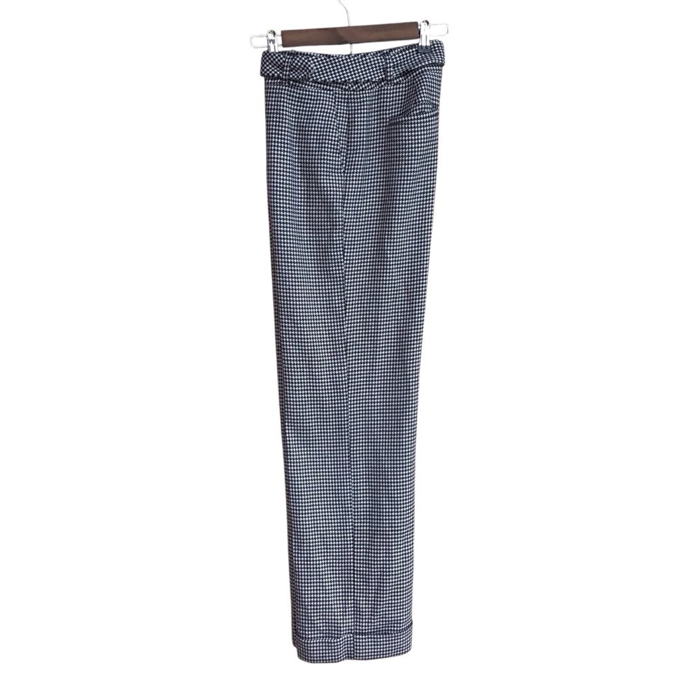 Talbots Stretch Houndstooth Belted Slacks With Cuffed Hem Size 4